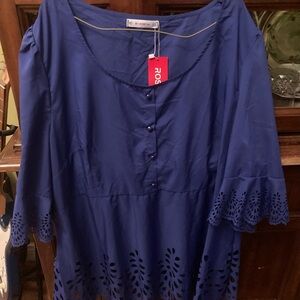 Rosegal Royal Blue Blouse with Cutout Hem